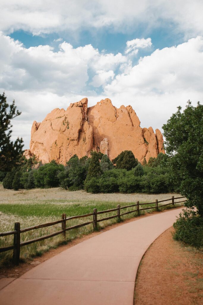 Brown Rock Formation Under the Cloudy Sky in Colorado Springs