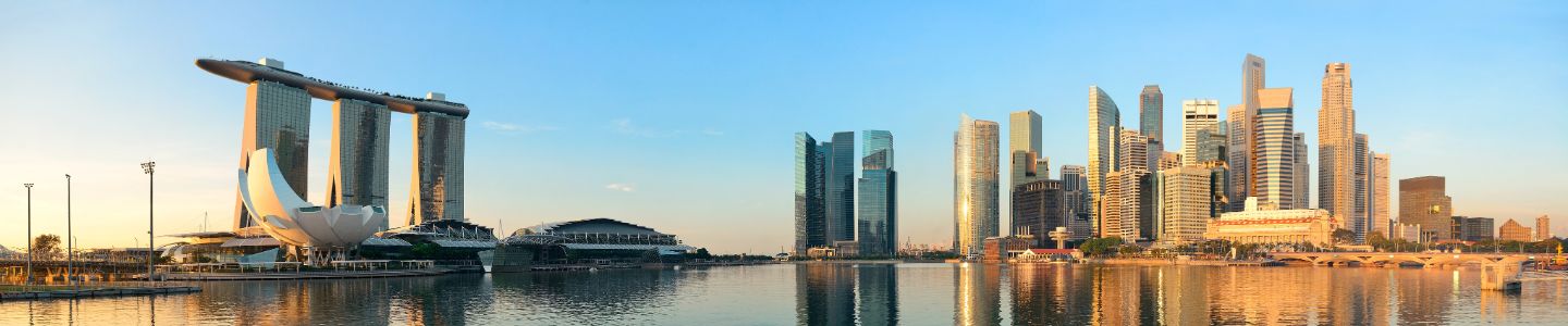 Singapore skyline with the sunset. Imagine this as your new home, all can be a reality with Santa Fe relocation.