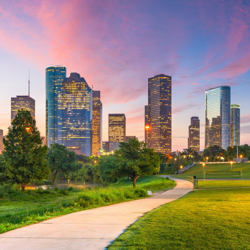 Nightscene of Houston, Texas, one of our top destinations for customers moving from Singapore.