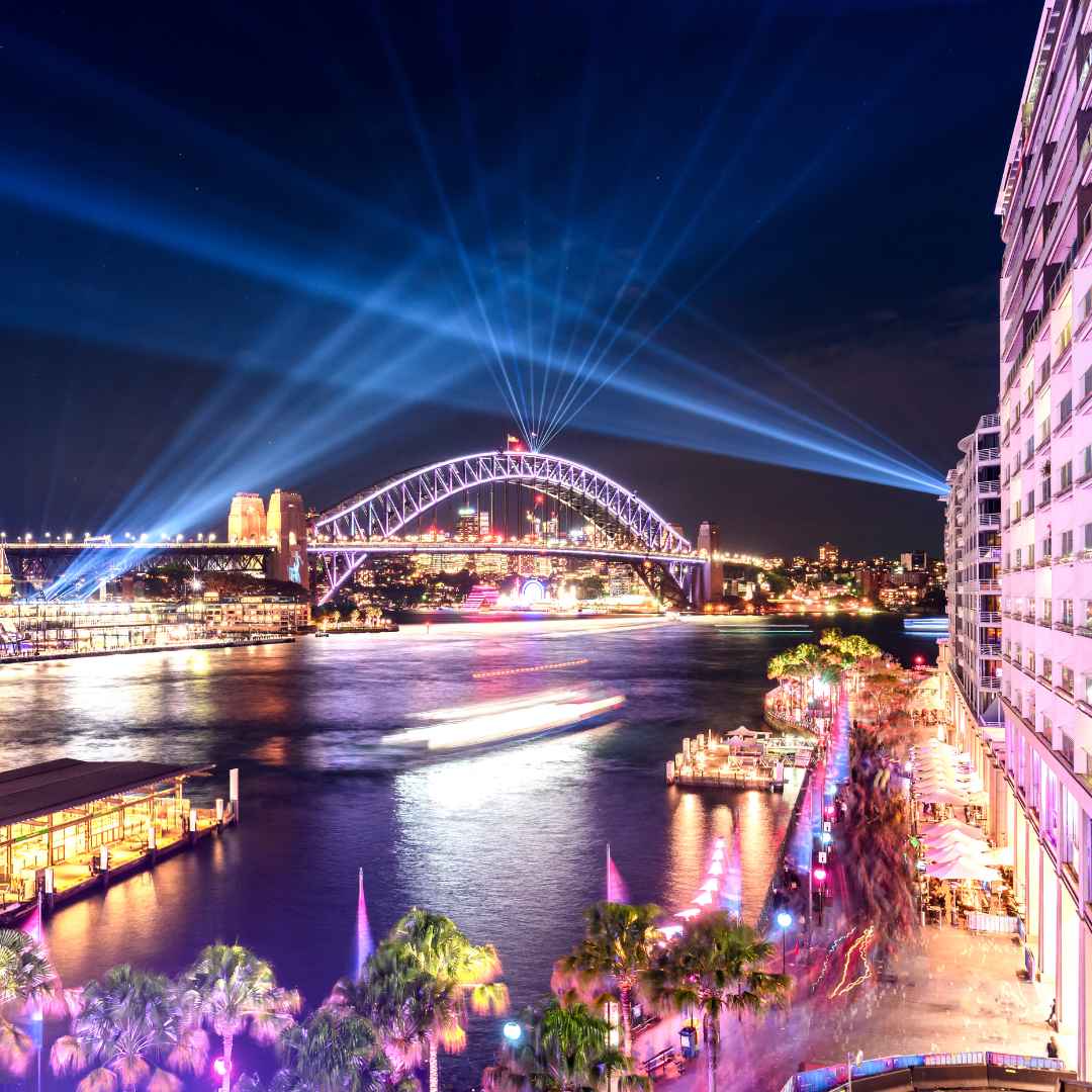 Vivid Sydney 2018 Circular Quay. Enjoy the exciting nightlife Australia has to offer when you move with Santa Fe.